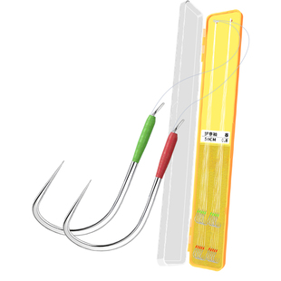 老刀罗非袖无结子线双钩成品防缠绕绑好黑坑飞磕竞技罗非钓鱼对钩