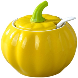 家用陶瓷味精罐子辣椒油有盖盒绿色调味罐盐罐糖罐厨房调料组合装