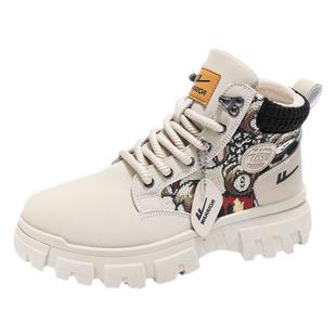 回力马丁靴高帮冬季男鞋英伦风加绒保暖棉鞋雪地工装靴沙漠作战靴