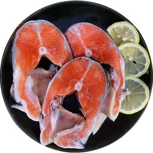 三文鱼整条轮切中段新鲜鱼排边角料鱼腩煎鱼尾碎肉切片人吃喂猫狗