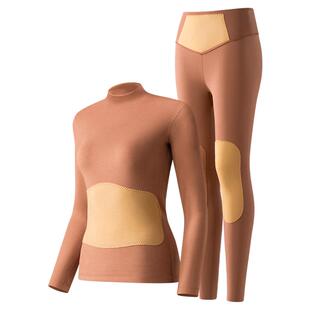 梦特娇羊绒蚕丝保暖内衣女驼绒德绒发热加绒加厚秋衣秋裤套装冬季