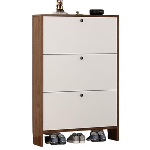 全实木极窄超薄款翻斗鞋柜入户进门口简易鞋架大容量玄关柜15cm厚