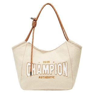 Champion冠军托特包2026春季新款女牛仔单肩包通勤大容量手提包男