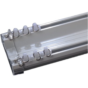 窗帘轨道双轨滑道静音顶侧装连体U型弯配件飘窗杆直铝合金窗帘盒