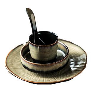 高级会所专用酒店摆台餐具四件套餐厅商用陶瓷盘子碗碟套装一人食