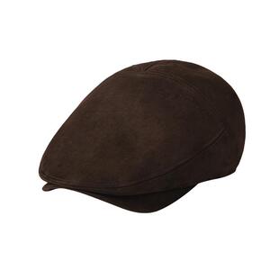 mrduck进口鞣制混种绒面绵羊皮鸭舌帽女大头围真皮前进帽子显脸小