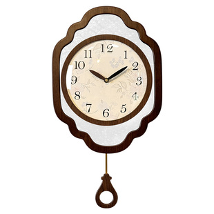 新中式中古风钟表挂墙大气高级艺术挂表复古挂钟客厅2026新款时钟