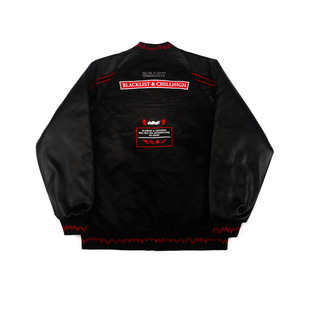 ChillHigh X Blacklist 2 刺绣街头说唱保暖棒球服夹克拼皮革外套