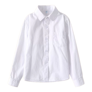 小学生白衬衫校服女童白色衬衣男童上衣儿童班服演出服长袖白衬衣