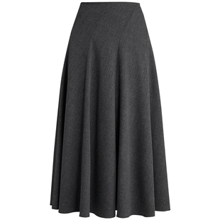 [商场同款]LANDI深灰知性通勤A字大裙摆高腰长款半裙女2025冬新品