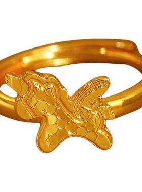 古里雅古法沙金碎冰冰戒指高级感