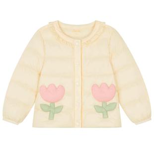 笛莎女童羽绒服冬季新款宝宝轻薄短款羽绒内胆儿童外套红色新年服