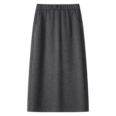 简约休闲毛呢半身裙女2025新款