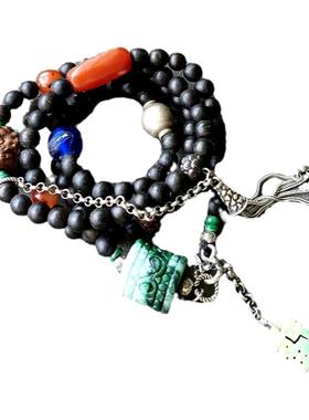 沉香翡翠玛瑙多圈手串