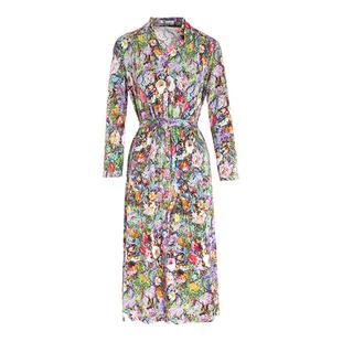 MORELINE沐兰商场同款2025年秋季新款轻奢优雅印花系腰修身连衣裙