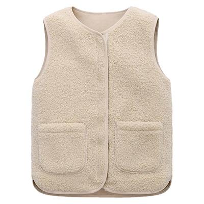 修身小V领羊羔绒马甲外搭