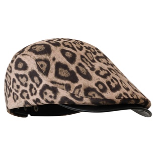 复古老钱风豹纹前进帽秋季时髦辣妹皮檐鸭舌帽个性文艺报童帽子潮