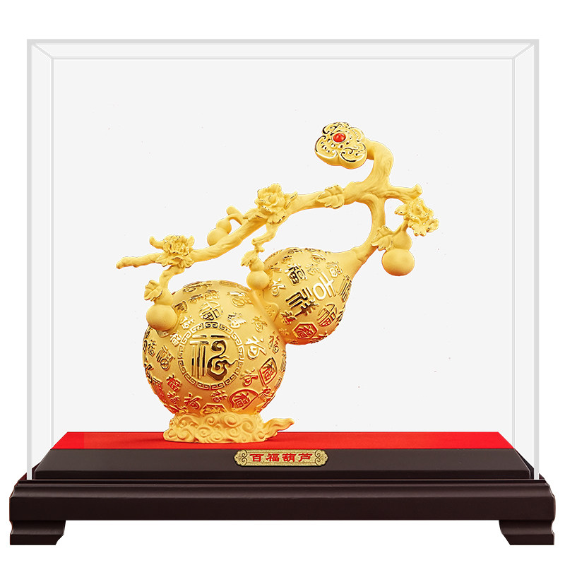 绒沙金百福葫芦摆件福禄招财轻奢