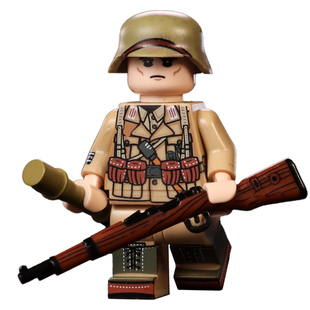 第三方二战98K狙击手北非空降士兵陆军事小颗粒积木人仔拼装玩具