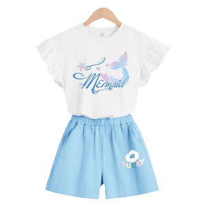 真维斯女童夏季套装洋气儿童夏装两件套纯棉短袖多巴胺女孩运动服