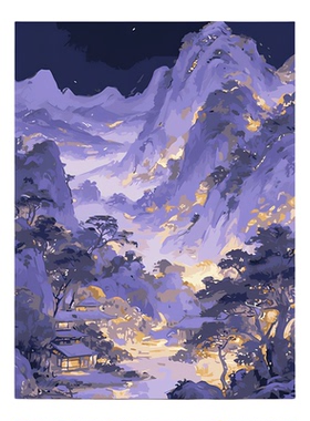 千里江山图diy数字油画手工填色丙烯油画中国风中式山水装饰挂画