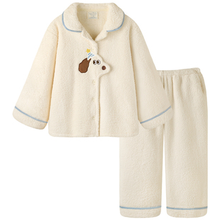 Pinksea珊瑚绒睡衣冬季女款加厚情侣家居服可爱小狗高级感套装男