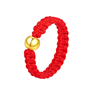 水贝黄金官方旗舰店足金999小金珠卡3编织戒指纯金情侣小克重礼物