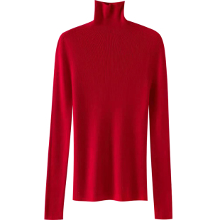 高领打底衫女加厚2024新款冬季可机洗羊毛无缝一体修身针织毛衣女