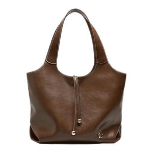 Valuncica/华伦西亚可可包新款大容量通勤托特包复古牛皮单肩包女