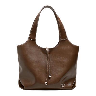 Valuncica/华伦西亚可可包新款大容量通勤托特包复古牛皮单肩包女