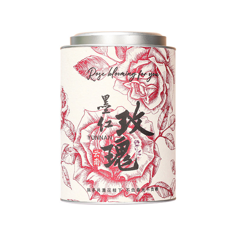 墨红玫瑰包装纸罐送礼手提袋国风