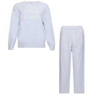 爱美丽玫瑰乐园圆领长袖长裤睡衣秋冬季厚家居服女新款可外穿套装