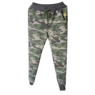 针织迷彩高腰弹力收口运动裤