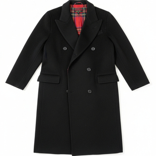 2025冬季新款黑色宽松羊毛呢外套女中性风双排扣收腰优雅64084912