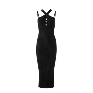 雅乔【永夜星河】春冬新款毛衣裙礼服网红名媛V领包臀针织连衣裙