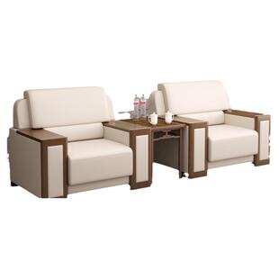 贵宾接待室会议沙发酒店大堂会客洽谈真皮办公沙发单人位茶几组合