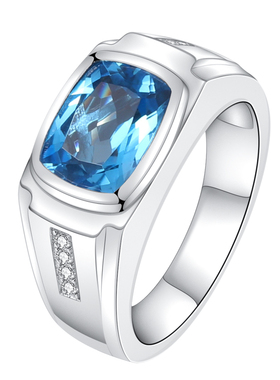 时尚925银托帕石男戒指