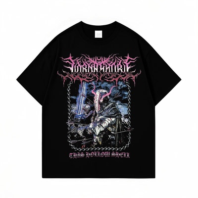 摇滚乐队印花黑色短袖T恤上衣夏