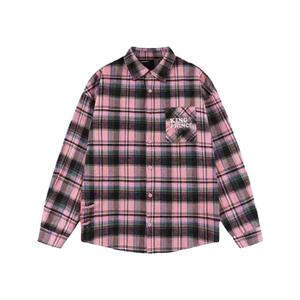 King Prince 2025新款黑粉格子衬衫男女美式复古宽松休闲衬衣外套