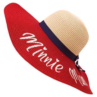 林志玲同款草帽蝴蝶结拼接大檐帽海边度假沙滩帽防晒遮阳帽子女款