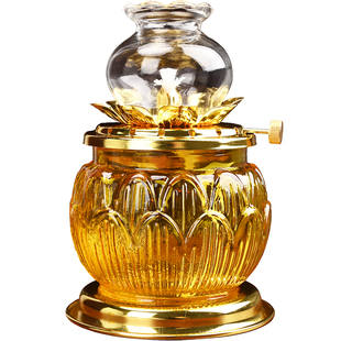 防风液体酥油灯灯盏佛前供佛灯莲花灯长明灯家用观音供灯调光油灯