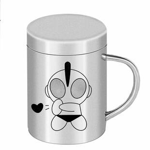 316L儿童不锈钢水杯带刻度刻名字幼儿园家用防摔防烫牛奶喝水杯子