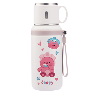 保温杯小海狸露比卡通可爱loopy水杯大容量便携手提学生儿童杯子