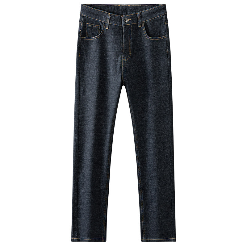 老人头秋冬男士休闲牛仔裤2026新款商务直筒抗皱百搭弹力加绒长裤