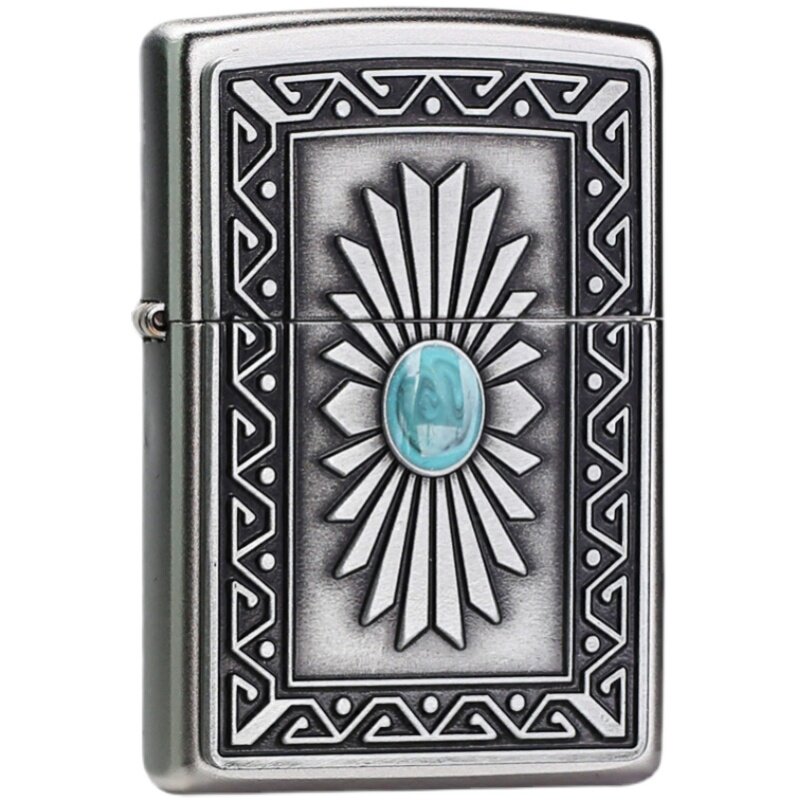 ZIPPO打火机绿松石太阳徽章