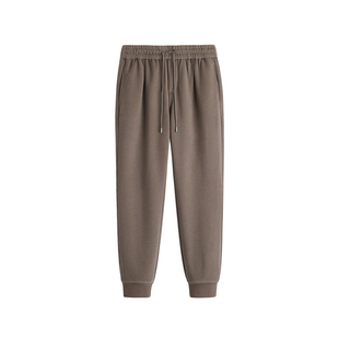 HIM汉崇 超纤立体钢印压花束脚裤男透气珠地棉运动休闲裤2025冬季