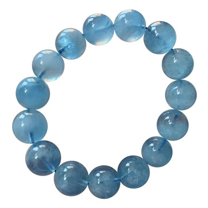 天然星光海蓝宝手链巴西魔鬼蓝绿柱石水晶宝石手串饰品礼物情侣款