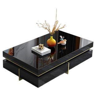 轻奢茶几高级感现代简约大户型客厅家用钢化玻璃面长方形别墅定制