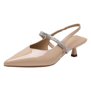 戈美其高跟凉鞋女款2026年夏季新款法式气质单鞋子尖头后空凉鞋女