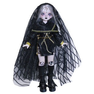 新款正版六分bjd娃娃Finn芬恩黑色骷髅新娘暗黑风修女套装sd玩偶